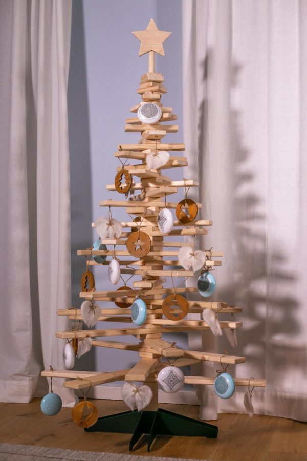 Sapin de Noël artisanal en bois, écologique, 170 cm