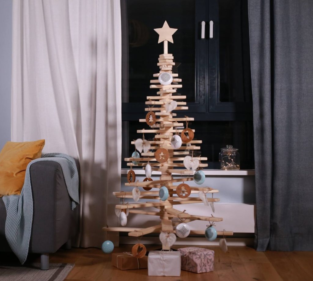 Sapin de Noël artisanal en bois, écologique, 170 cm